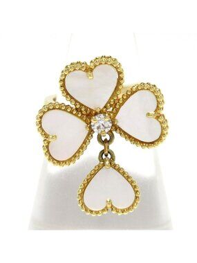 Van Cleef & Arpels Ring 48 Sweet Alhambra Fiyage 18k Yellow Gold Mother of